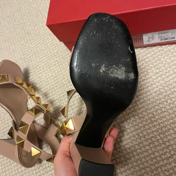 Valentino Garavani Women's Sandals with Gold Rockstuds - 37 - Picture 4 of 7